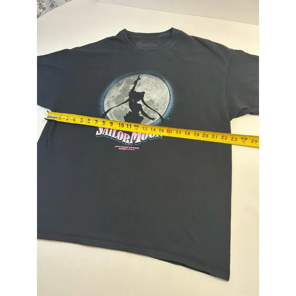 Vintage Style Sailor Moon Anime Graphic Tee Black Moon Silhouette Men's XL